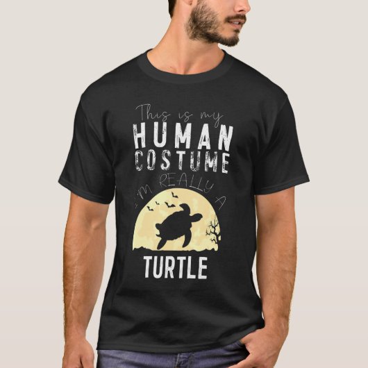 Halloween Menselijke Kostuum Schildpad Creepy Horr T-shirt (Voorkant)