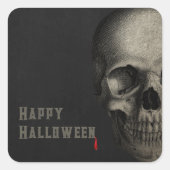 Halloween menselijke schedel Spooky Vierkante Sticker (Voorkant)