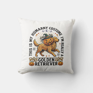 Halloween Mensen Kostuum Golden Retriever Pompoen  Kussen