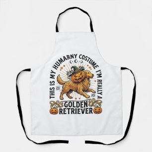 Halloween Mensen Kostuum Golden Retriever Pompoen Schort