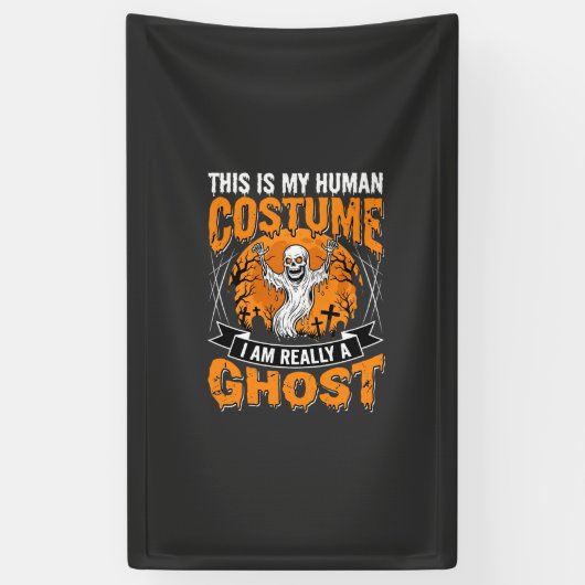 Halloween Mensen Kostuum Spook Skelet Grafisch Spandoek (Verticaal)