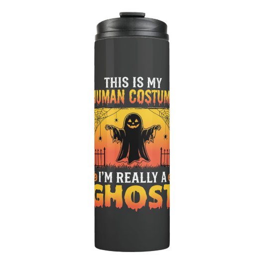 Halloween Mensen Kostuum Spook Vintage Thermosbeker (Voorkant)