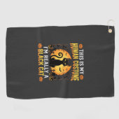 Halloween Mensen Kostuum Zwarte Kat Kerkhof Golfhanddoek (Horizontaal)
