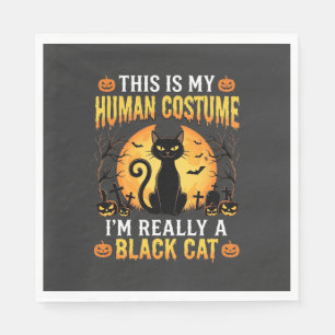 Halloween Mensen Kostuum Zwarte Kat Kerkhof Servet