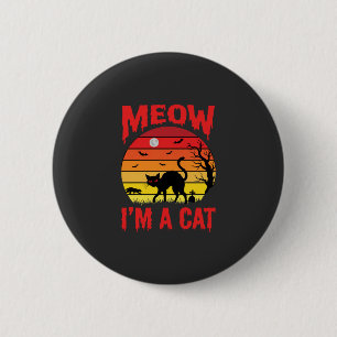 Halloween Meow Ik ben een kat Retro zonsondergang Ronde Button 5,7 Cm