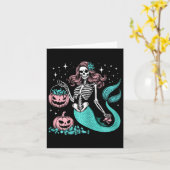 Halloween Mermaid Funny Skeleton Kaart (Gele Bloem)