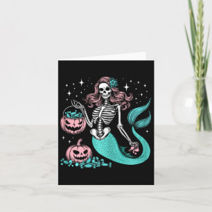 Halloween Mermaid Funny Skeleton Kaart