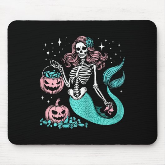 Halloween Mermaid Funny Skeleton Muismat (Voorkant)