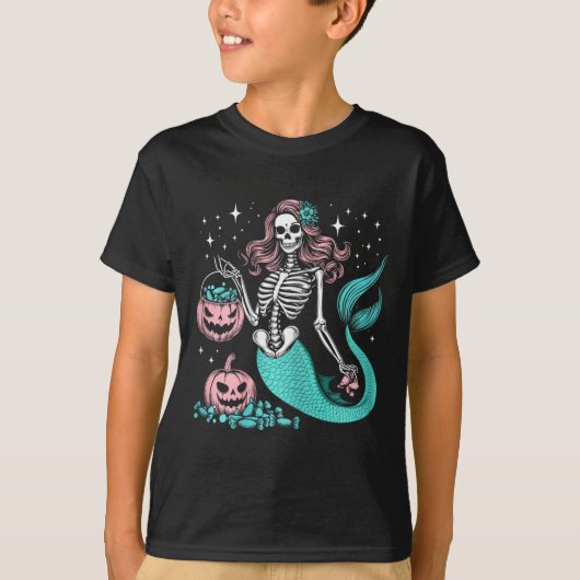 Halloween Mermaid Funny Skeleton T-shirt (Voorkant)