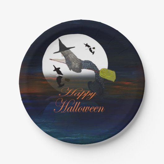 Halloween mermaid heks in moonlight papieren borde papieren bordje (Voorkant)