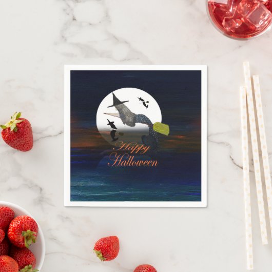 Halloween mermaid witch in moonlight party napkins servet (Insitu)