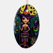 Halloween Mermaid Witch Mercats Ghosts Pumpkins Keramisch Ornament (Rechts)