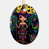 Halloween Mermaid Witch Mercats Ghosts Pumpkins Keramisch Ornament (Achterkant)