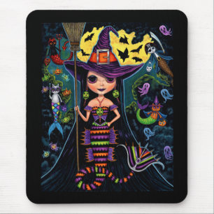 Halloween Mermaid Witch Mercats Ghosts Pumpkins Muismat