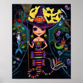 Halloween Mermaid Witch Mercats Ghosts Pumpkins Poster (Voorkant)