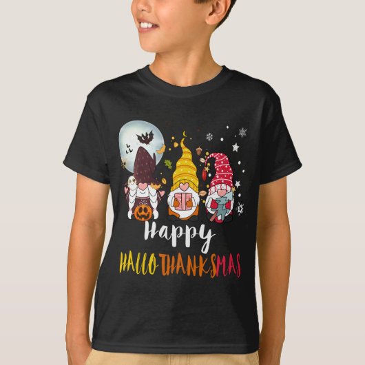 Halloween Merry KerstHappy Hanksmas Gno T-shirt (Voorkant)