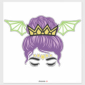 Halloween Messy Bun met vleermuisvleugels Sticker (Vel)