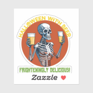 Halloween met bier sticker