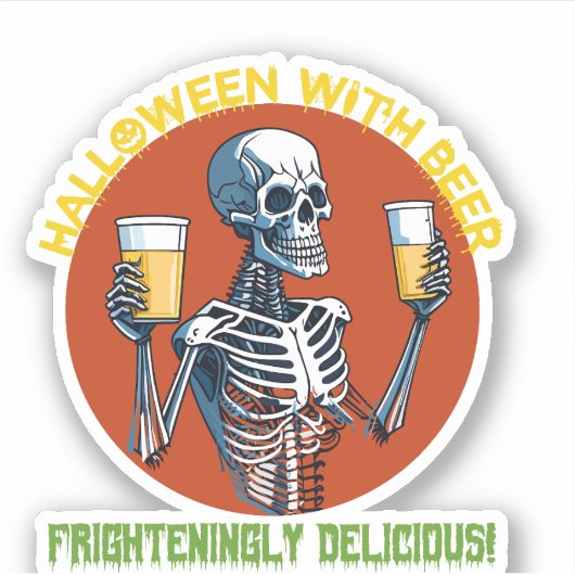 Halloween met bier sticker (Voorkant)