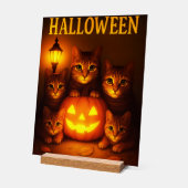 Halloween met Cat Orange Digitale Kunst Acryl Bord (Hoek)