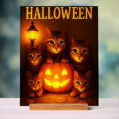 Halloween met Cat Orange Digitale Kunst Acryl Bord (Neutraal)