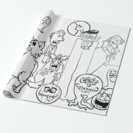 HALLOWEEN MET DE HAND GETROKKEN MONSTER Wrapping P Cadeaupapier