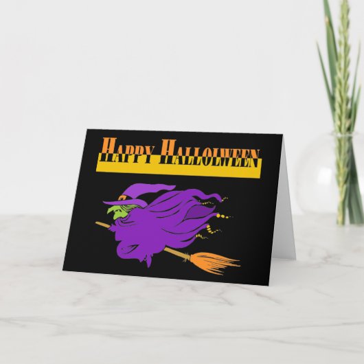 Halloween met de Paarse heks Kaart (Voorkant)