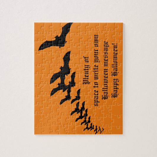 Halloween met een zwerm vliegende vleermuizen Legpuzzel (Verticaal)