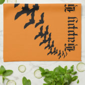  Halloween met een zwerm vliegende vleermuizen Theedoek (Gevouwen)