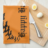  Halloween met een zwerm vliegende vleermuizen Theedoek (Quarter Fold)