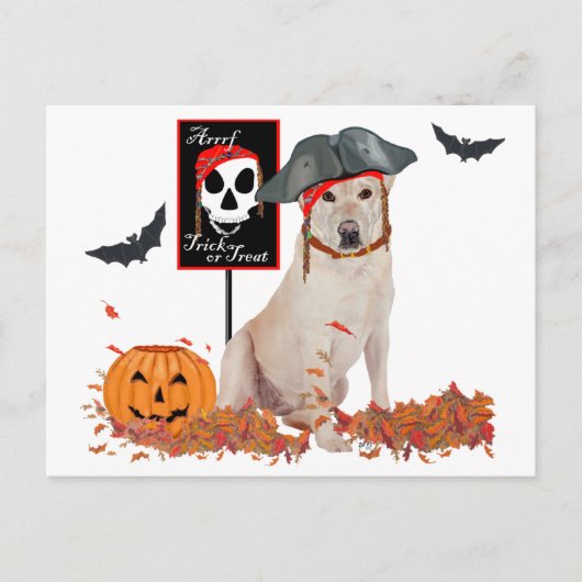 Halloween met gele Labrador Retriever Briefkaart (Voorkant)