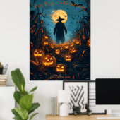 Halloween met gloeiende Jack-O'-Lanterns Poster (Thuiskantoor)