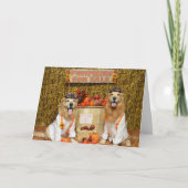 Halloween met Gouden Retriever Pompstand Kaart (Voorkant)