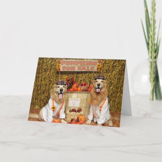 Halloween met Gouden Retriever Pompstand Kaart (Voorkant)
