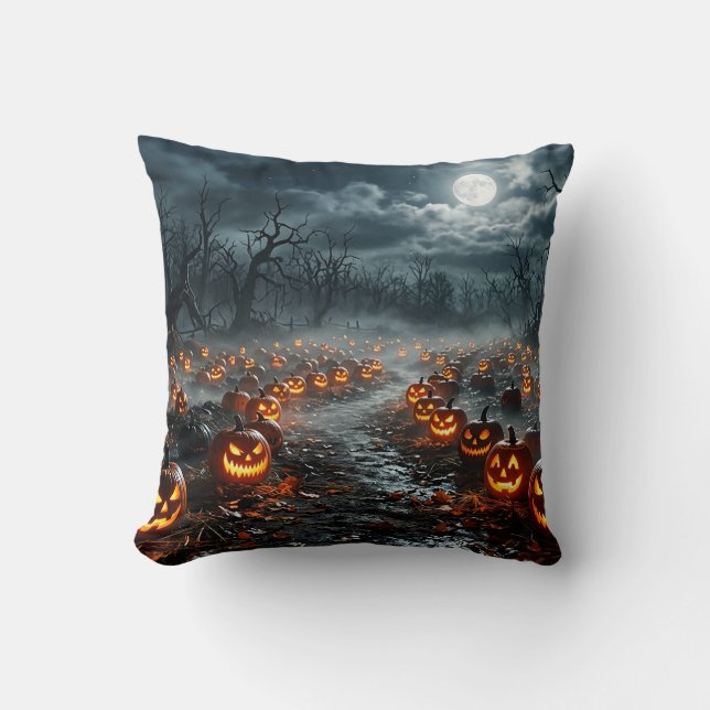 Halloween met griezelige bomen en Jack O Lanterns Kussen (Voorkant)