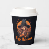 Halloween met heks en pompoenen papieren bekers (Voorkant)