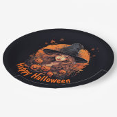 Halloween met heks en pompoenen papieren bordje (Gekanteld)