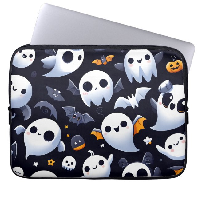 Halloween met leuke geest laptop sleeve (Voorkant)
