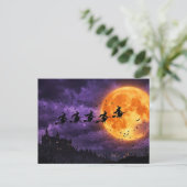 Halloween met Maan en Heks Briefkaart (Staand voorkant)