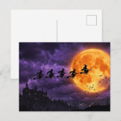 Halloween met Maan en Heks Briefkaart (Voorkant / Achterkant)