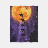 Halloween met Maan en Heks Fleece Deken (Voorkant)