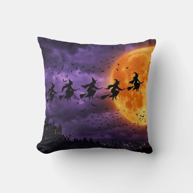 Halloween met Maan en Heks Kussen (Voorkant)