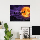 Halloween met Maan en Heks Poster (Thuiskantoor)