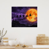 Halloween met Maan en Heks Poster (Keuken)