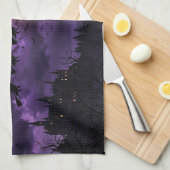 Halloween met Maan en Heks Theedoek (Quarter Fold)
