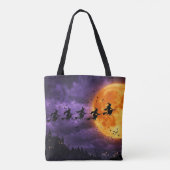 Halloween met Maan en Heks Tote Bag (Achterkant)