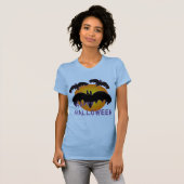 Halloween met maan en vleermuizen t-shirt (Voorkant volledig)