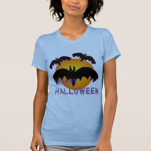 Halloween met maan en vleermuizen t-shirt (Voorkant)