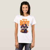 Halloween Met Mijn Boo Kat Paar Met Pompoen T-shirt (Voorkant volledig)