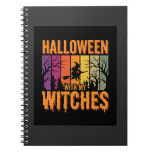 Halloween Met Mijn Heksen Retro Zonsondergang Notitieboek